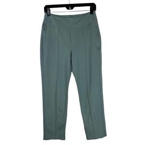 Athleta Green Eastbound Straight Pants Size 8 Womens Pull On Zip Pockets Solid